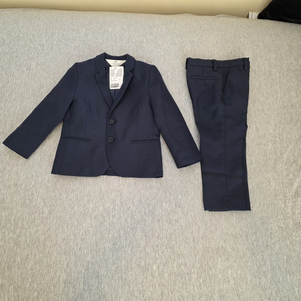 H&M Little Boys Navy Blue Two-Piece Formal Suit Set - Jacket & Pants NWT